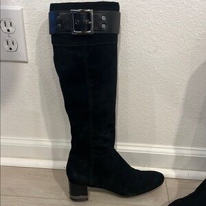 Tory Burch Black Knee-High Suede Women's Boots